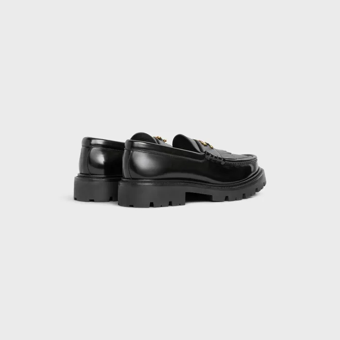Margaret Loafer With Triomphe Frame In Polished Bullskin Black Women CELINE LOAFERS AND FLATS