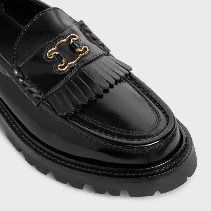 Margaret Loafer With Triomphe Frame In Polished Bullskin Black Women CELINE LOAFERS AND FLATS