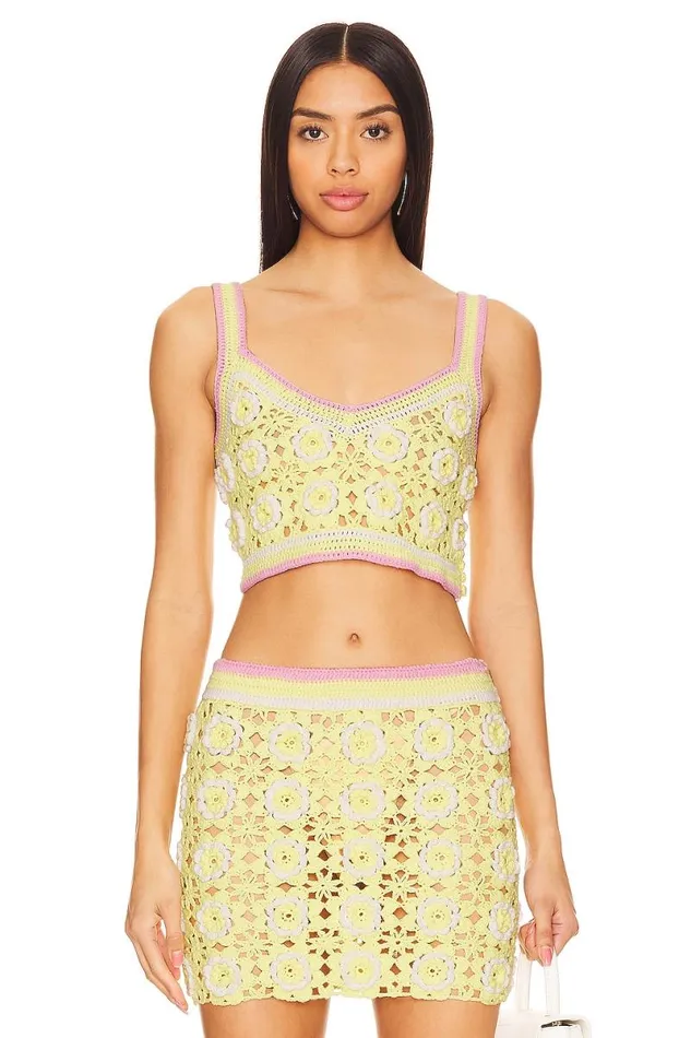 Meadow Crochet Top Yellow Women Lovers and Friends Sweaters and Knits