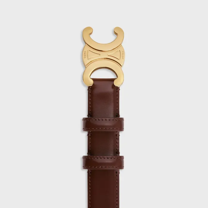 Medium Triomphe Belt In Taurillon Leather Chestnut Women CELINE BELTS Medium Triomphe Belt In Taurillon Leather Chestnut Women CELINE BELTS