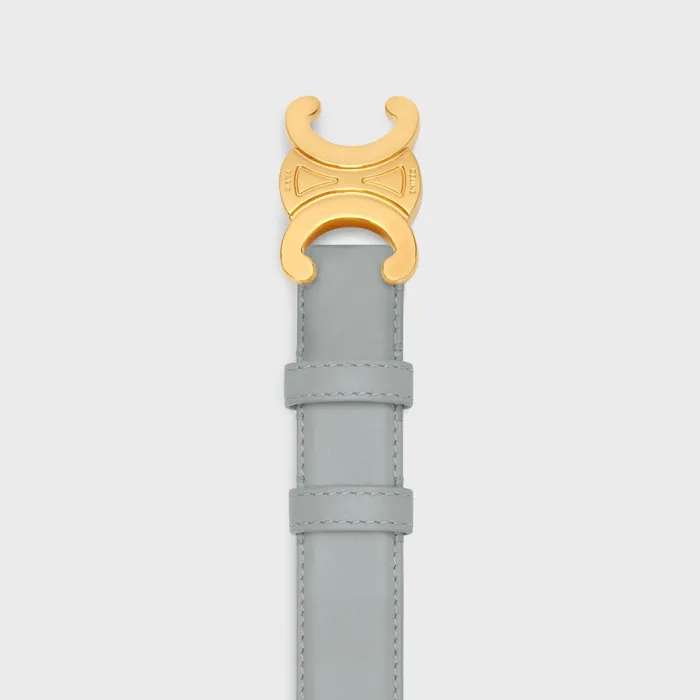Medium Triomphe Belt In Taurillon Leather Pearl Blue Women CELINE BELTS Medium Triomphe Belt In Taurillon Leather Pearl Blue Women CELINE BELTS