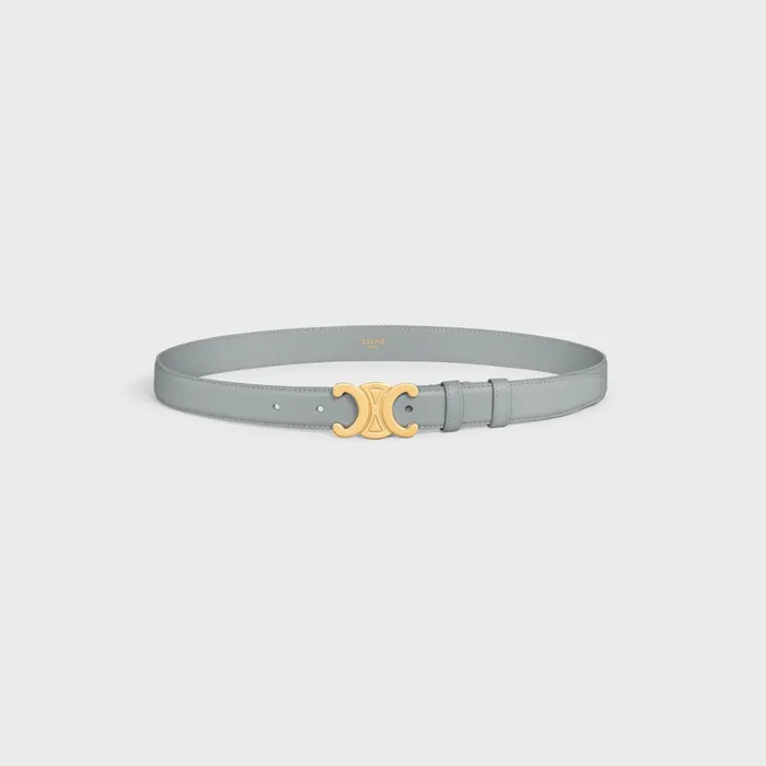 Medium Triomphe Belt In Taurillon Leather Pearl Blue Women CELINE BELTS Medium Triomphe Belt In Taurillon Leather Pearl Blue Women CELINE BELTS