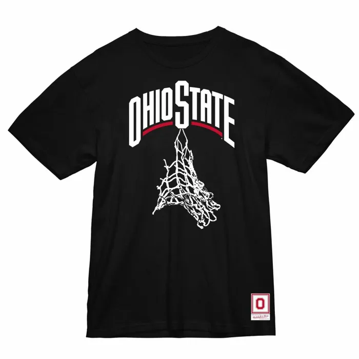 Men039s Collegiate Mitchell and Ness Cut Net Tee Ohio State