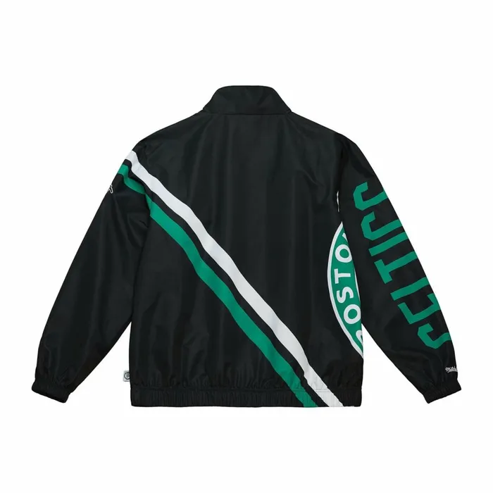 Men039s Jackets and Outerwear Mitchell and Ness Exploded Logo Warm Up Jacket Boston Celtics Men039s Jackets and Outerwear Mitchell and Ness Exploded Logo Warm Up Jacket Boston Celtics