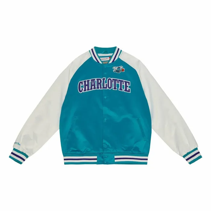 Men039s Jackets and Outerwear Mitchell and Ness Primetime Lightweight Satin Jacket Charlotte Hornets Men039s Jackets and Outerwear Mitchell and Ness Primetime Lightweight Satin Jacket Charlotte Hornets