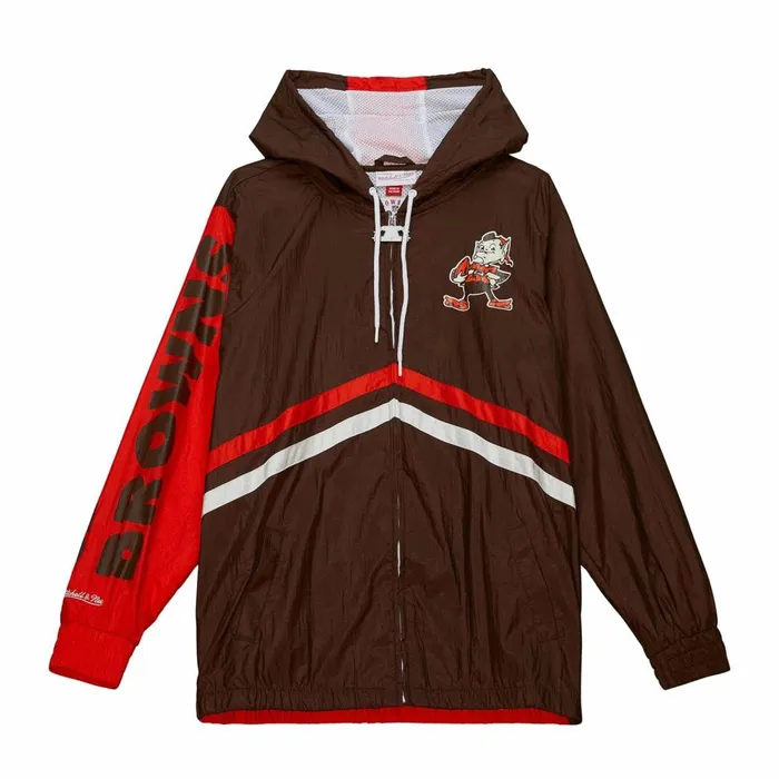 Men039s Jackets and Outerwear Mitchell and Ness Undeniable Full Zip Windbreaker Cleveland Browns