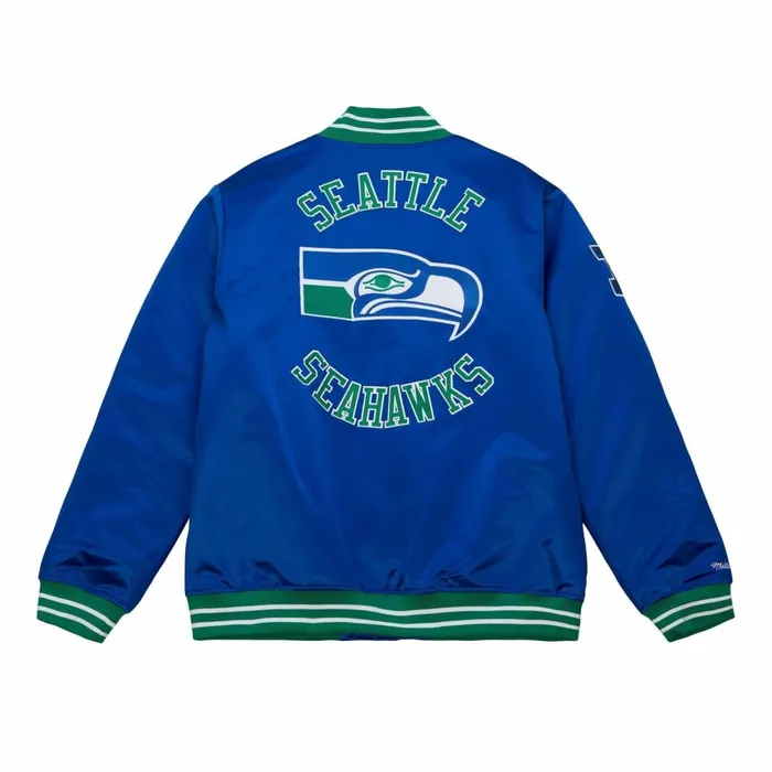Men039s NFL Mitchell and Ness Heavyweight Satin Jacket Seattle Seahawks Men039s NFL Mitchell and Ness Heavyweight Satin Jacket Seattle Seahawks