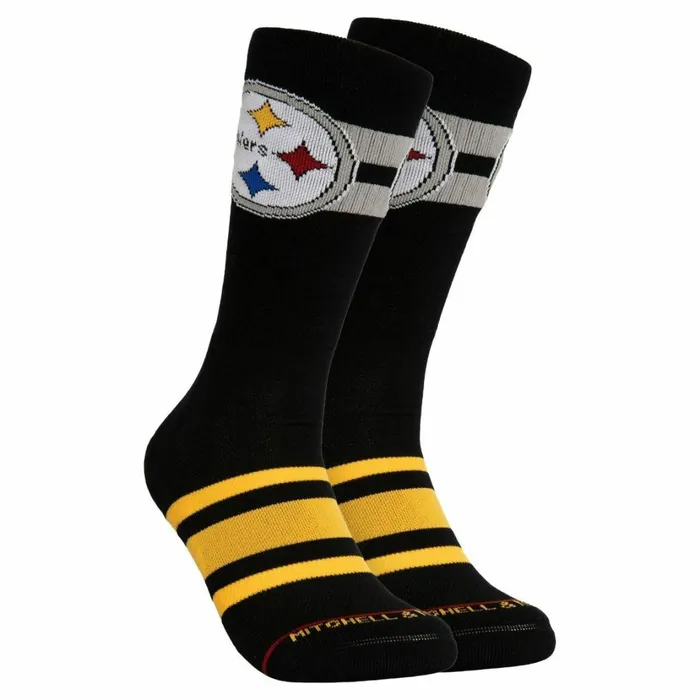 Men039s NFL Mitchell and Ness Lateral Crew Socks Pittsburgh Steelers