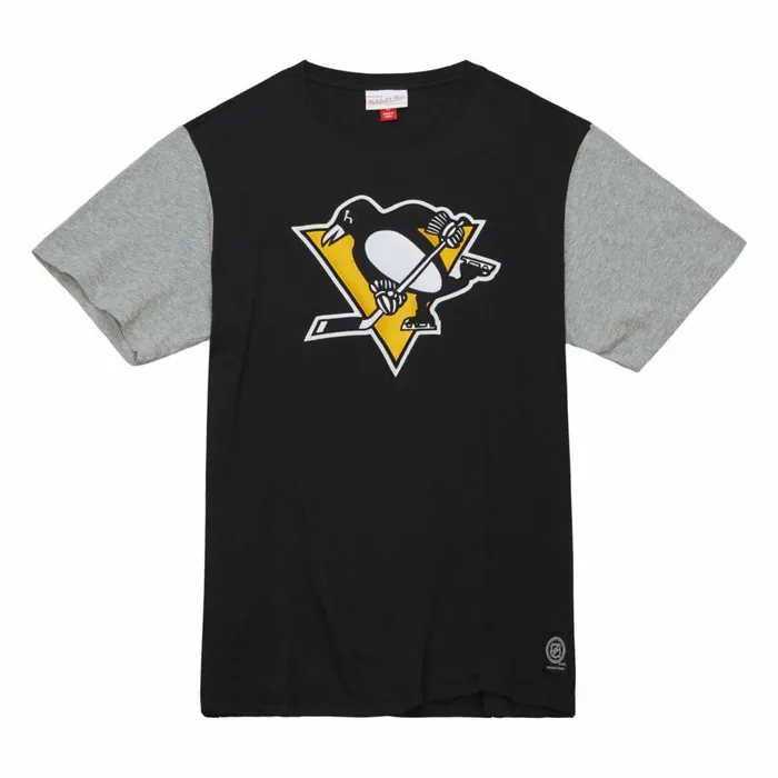 Men039s NHL Mitchell and Ness Color Blocked SS Tee Pittsburgh Penguins