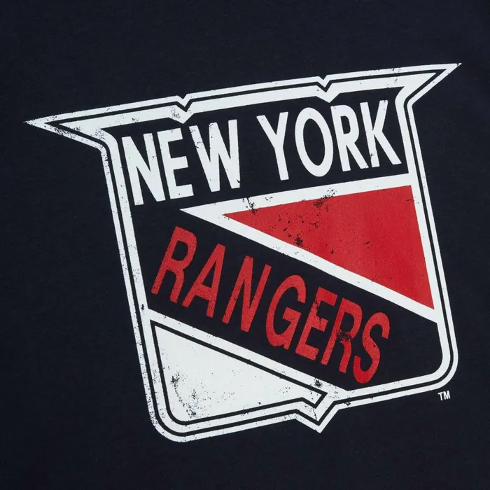 Men039s NHL Mitchell and Ness Distressed Logo LS Tee New York Rangers Men039s NHL Mitchell and Ness Distressed Logo LS Tee New York Rangers