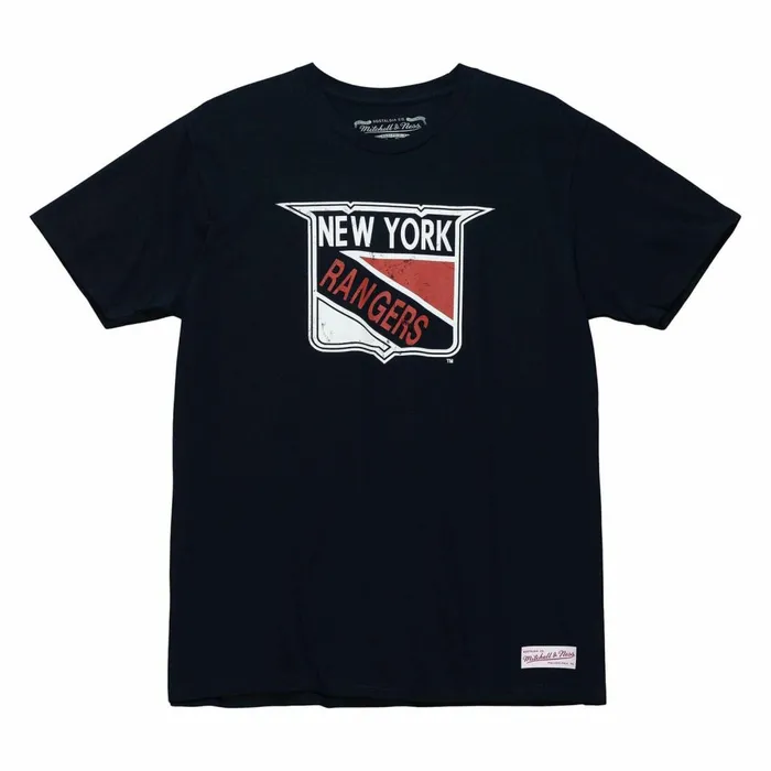 Men039s NHL Mitchell and Ness Distressed Logo Tee New York Rangers