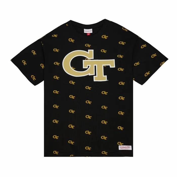 Men039s TShirts and Tops Mitchell and Ness AOP SS Top Georgia Tech