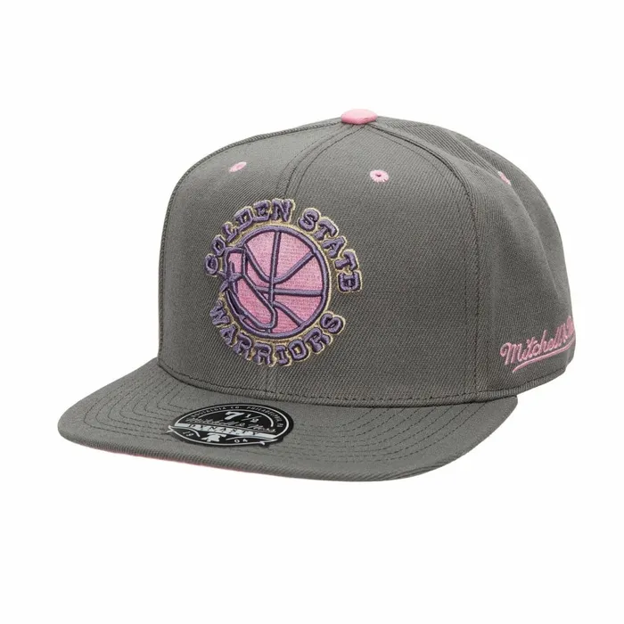 Men039sWomen039s Fitted 163 Styles Mitchell and Ness Lavender Dreams Fitted HWC Golden State Warriors