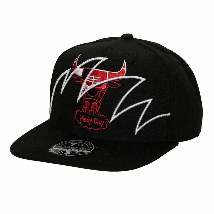 Men039sWomen039s Fitted 163 Styles Mitchell and Ness Shark Bite Fitted HWC Hat Chicago Bulls