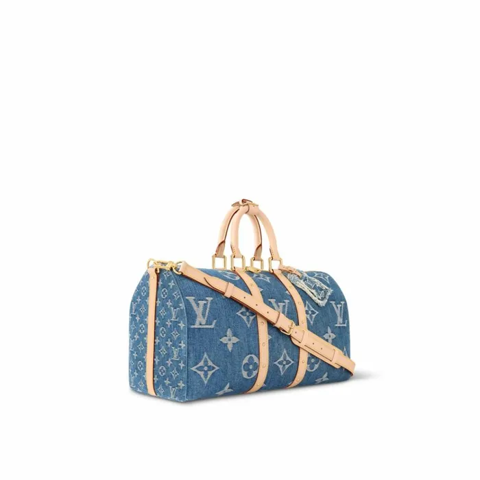 Men Bags Louis Vuitton Louis Vuitton M24315 Keepall Bandoulire 45 Denim Blue 8211 Louis Vuitton Handbag Store