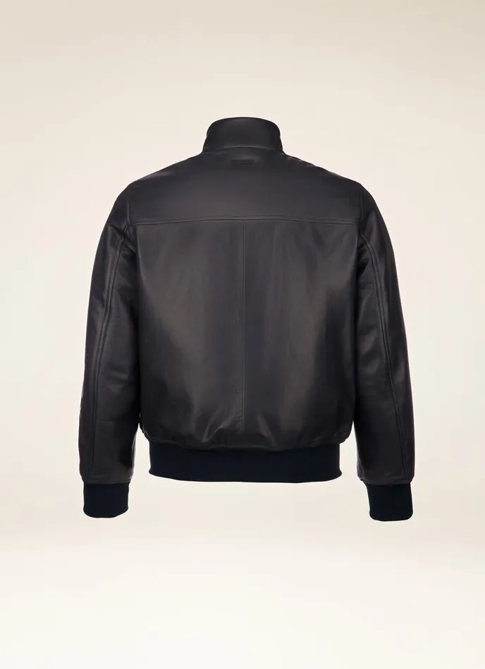 Men Bally Leather Leather Bomber Jacket 8211 Nappa Leather Outerwear In Navy