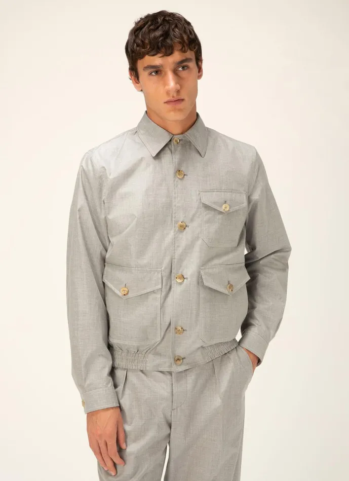 Men Bally Outerwear Bomber Jacket 8211 Cotton and Silk Mix Jacket In Grey