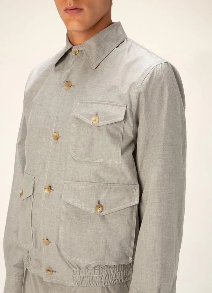 Men Bally Outerwear Bomber Jacket 8211 Cotton and Silk Mix Jacket In Grey