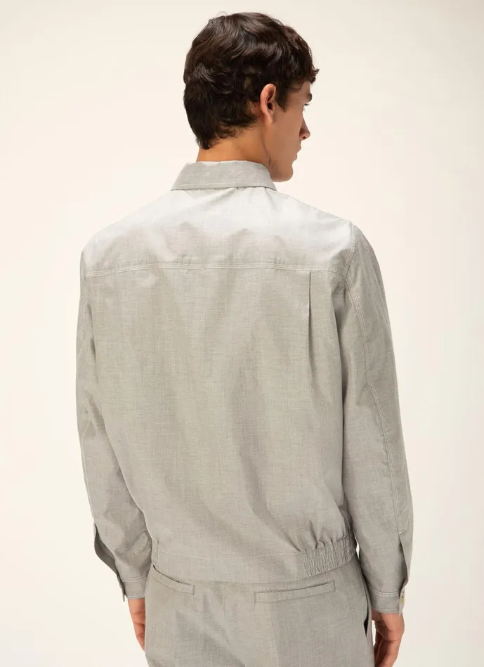Men Bally Outerwear Bomber Jacket 8211 Cotton and Silk Mix Jacket In Grey
