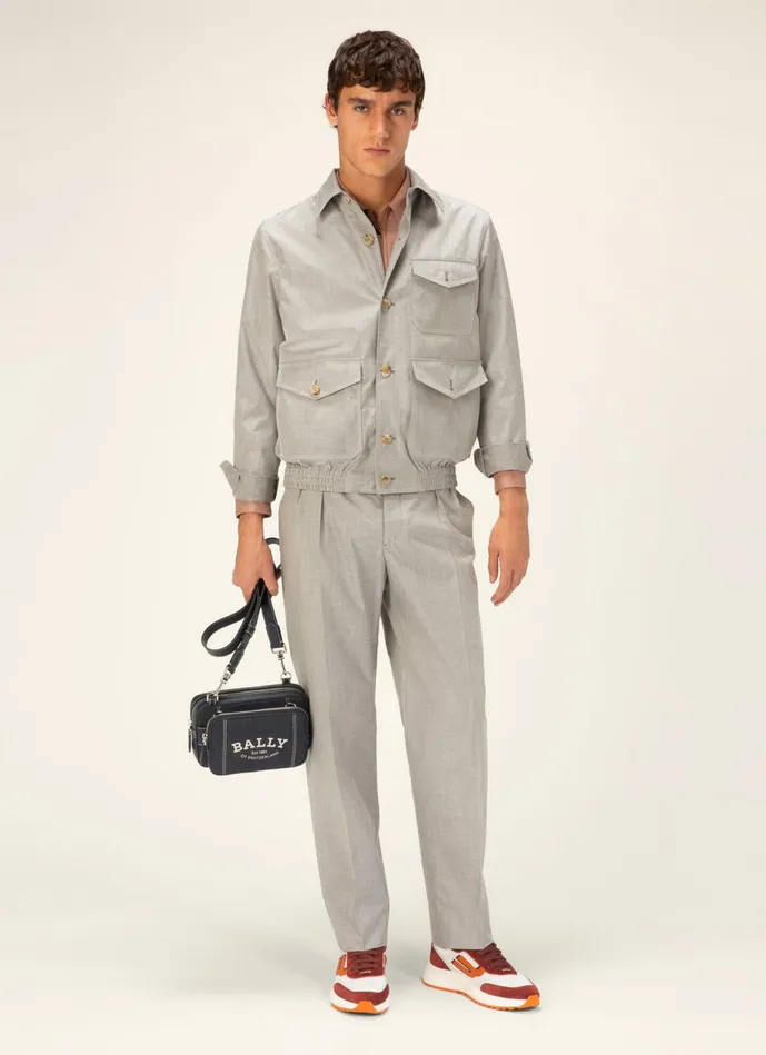 Men Bally Outerwear Bomber Jacket 8211 Cotton and Silk Mix Jacket In Grey