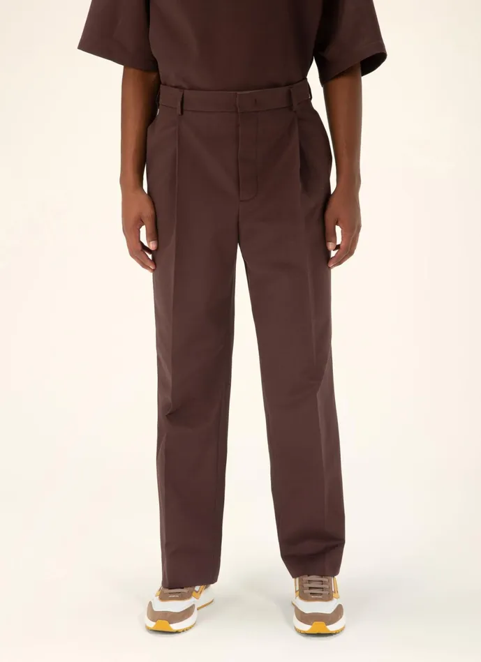 Men Bally Pants Tailored Trousers 8211 Cotton Mix Trousers In Ebony Brown