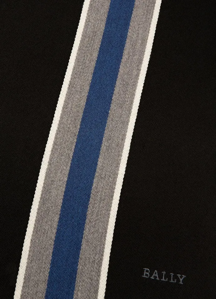 Men Bally Scarves Stripe Scarf 8211 Virgin Wool Scarf In Black