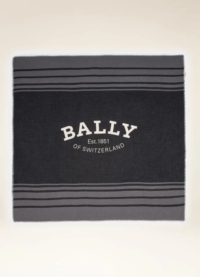 Men Bally Scarves Stripe Scarf 8211 Virgin Wool Scarf In Navy