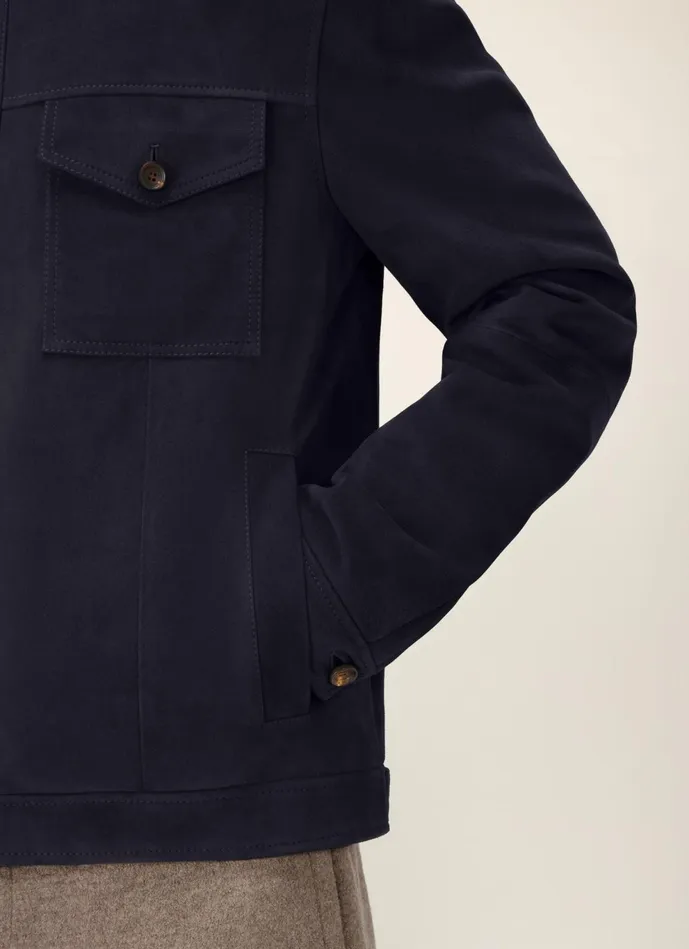 Men Bally Shirts And TShirts Suede Shirt Jacket 8211 Suede Outerwear In Navy