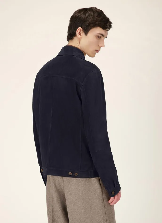 Men Bally Shirts And TShirts Suede Shirt Jacket 8211 Suede Outerwear In Navy