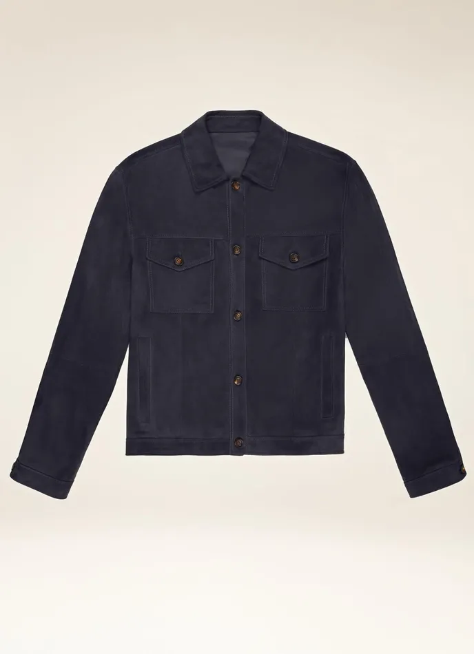 Men Bally Shirts And TShirts Suede Shirt Jacket 8211 Suede Outerwear In Navy