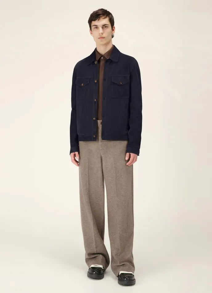 Men Bally Shirts And TShirts Suede Shirt Jacket 8211 Suede Outerwear In Navy