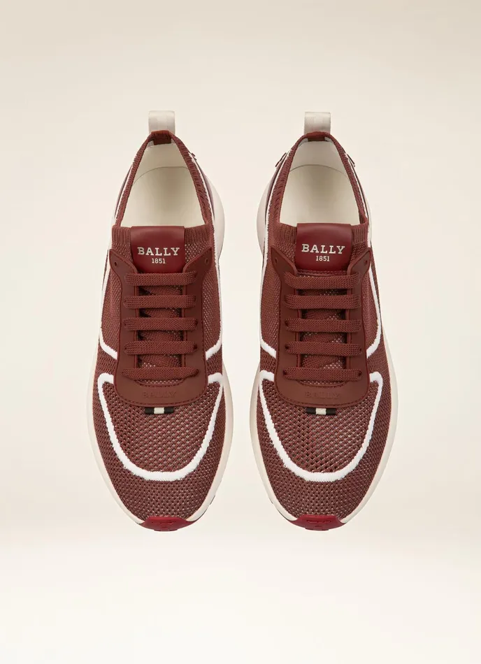 Men Bally Sneakers Davyn 8211 Mesh Sneakers In Heritage Red and White