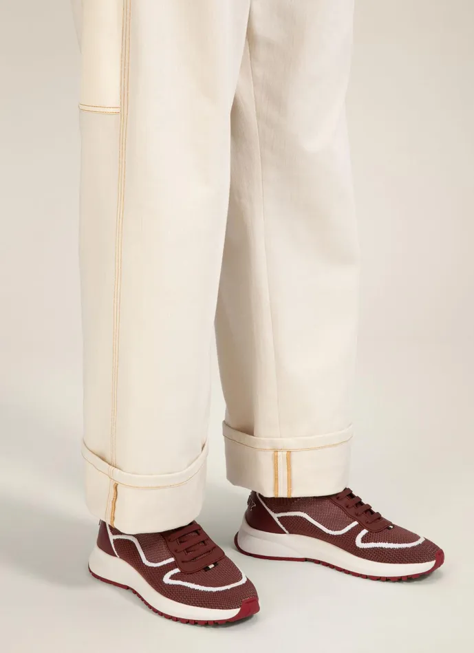 Men Bally Sneakers Davyn 8211 Mesh Sneakers In Heritage Red and White