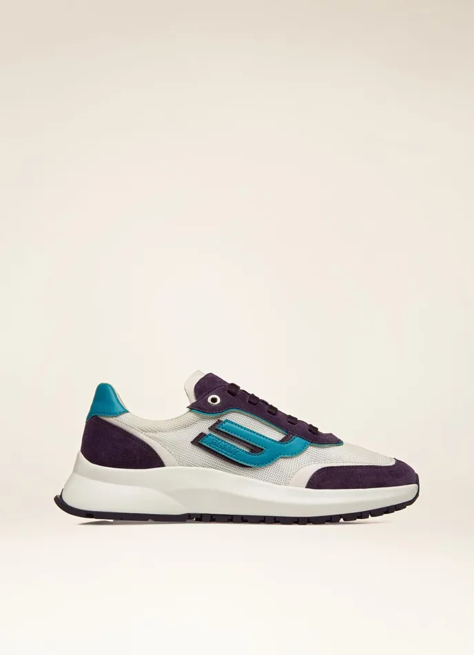 Men Bally Sneakers Demmy 8211 Mesh and Leather Sneakers In White and Purple