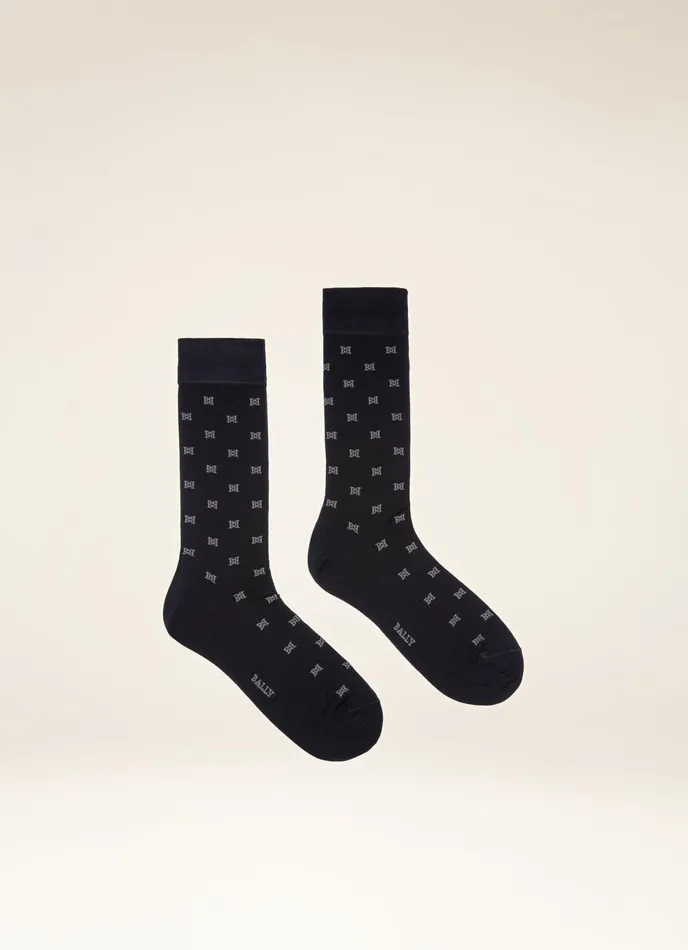 Men Bally Socks Cotton Socks 8211 Cotton Accessory In Grey and Black