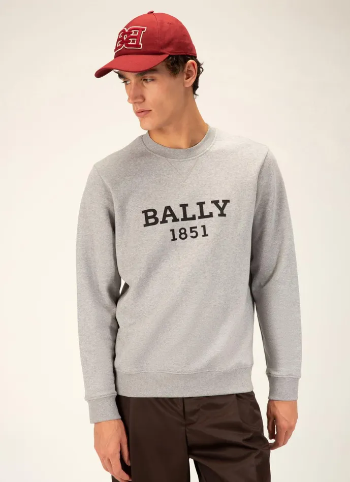 Men Bally Tracksuits Logo Sweater 8211 Cotton Top In Grey