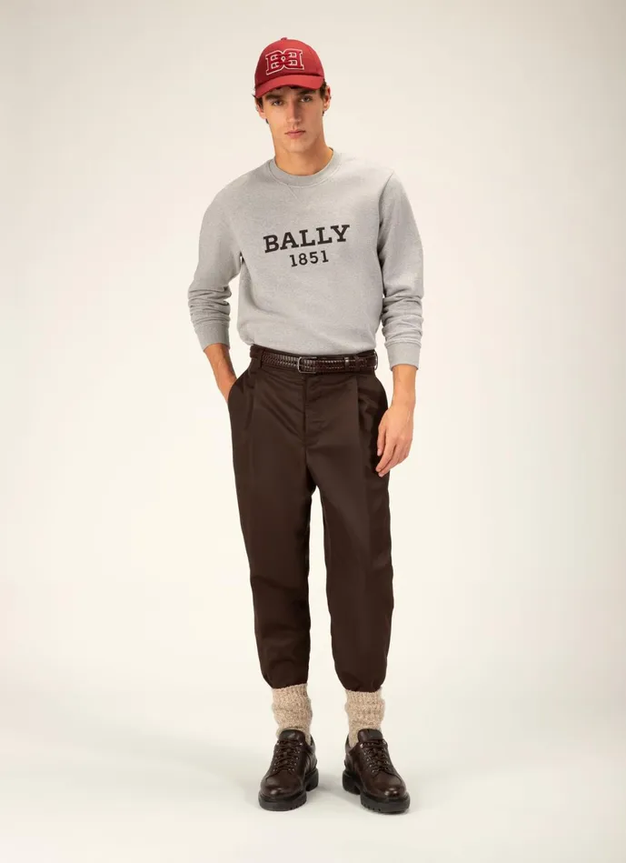 Men Bally Tracksuits Logo Sweater 8211 Cotton Top In Grey