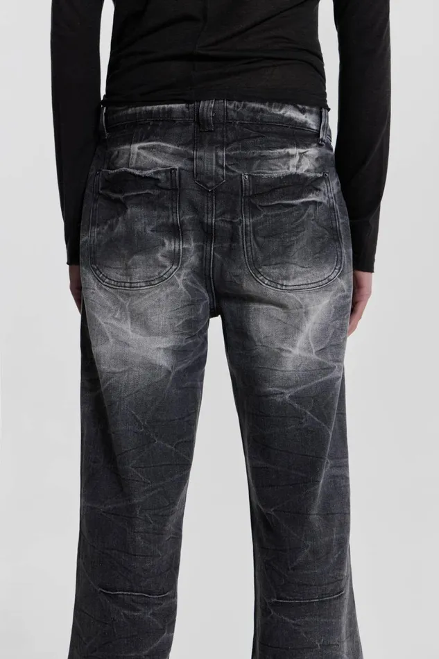 Men Black Crease Blaze Jean Jaded London Bootcut Jeans