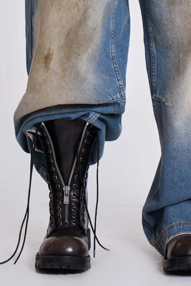 Men Black Zip Biker Boots Jaded London Footwear