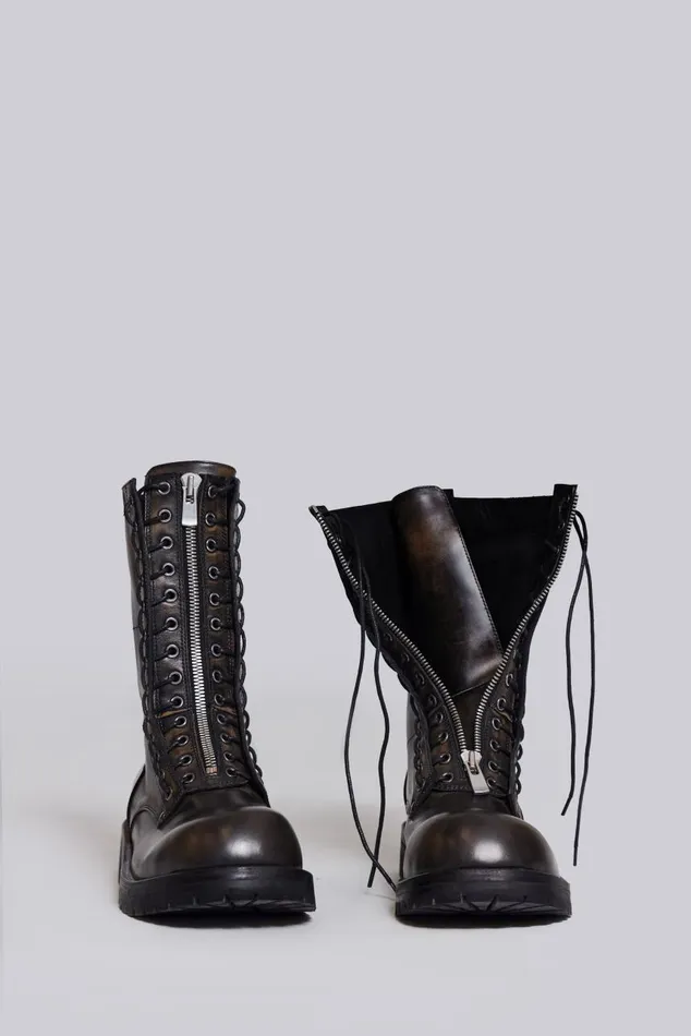 Men Black Zip Biker Boots Jaded London Footwear