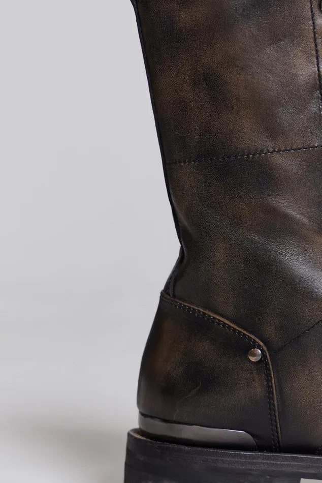 Men Black Zip Biker Boots Jaded London Footwear