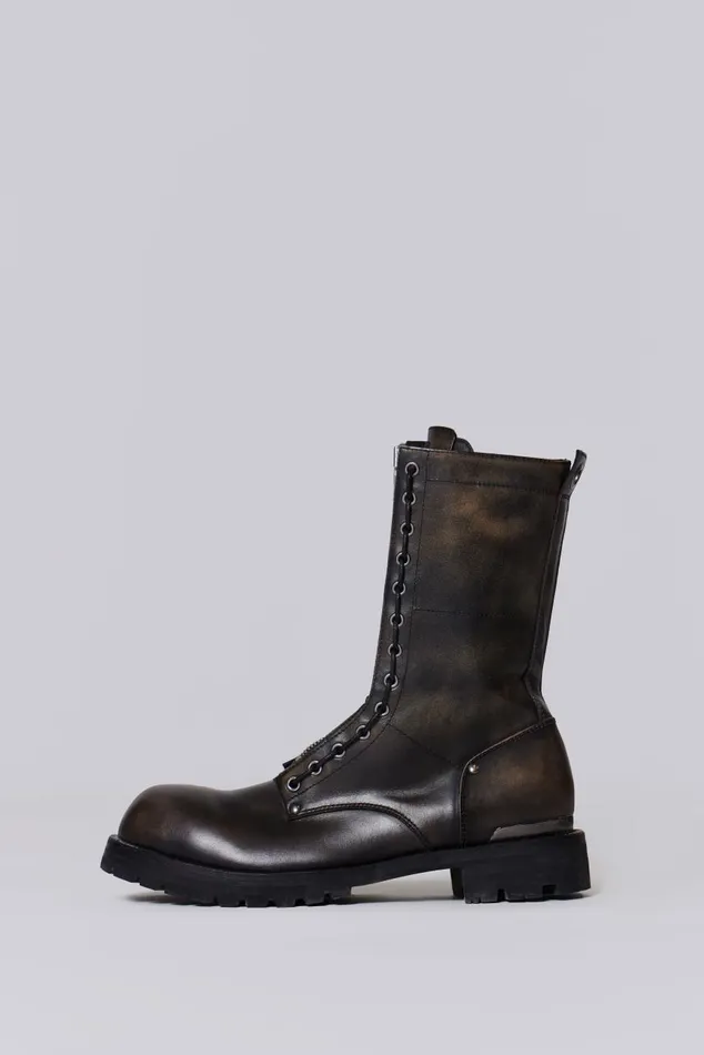 Men Black Zip Biker Boots Jaded London Footwear