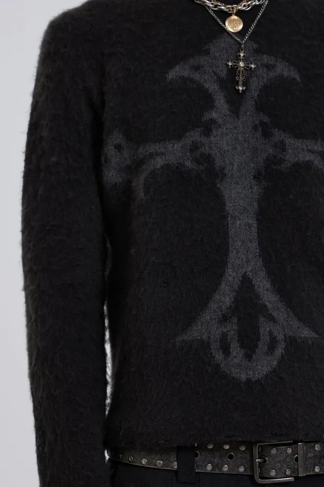 Men Brushed Knit With Cross Intarsia Jaded London Knitwear