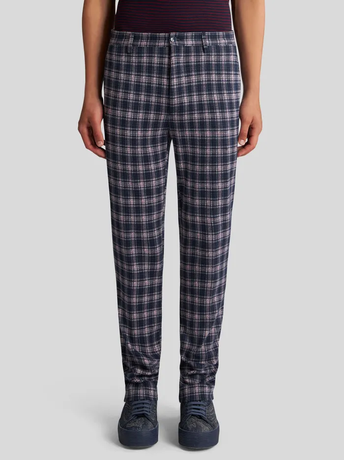 Men Check Cotton Trousers Etro Trousers