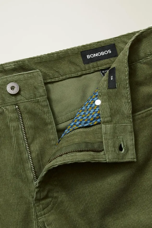 Men Corduroy 5Pocket Pants Beetle Green Bonobos 5Pocket Pants