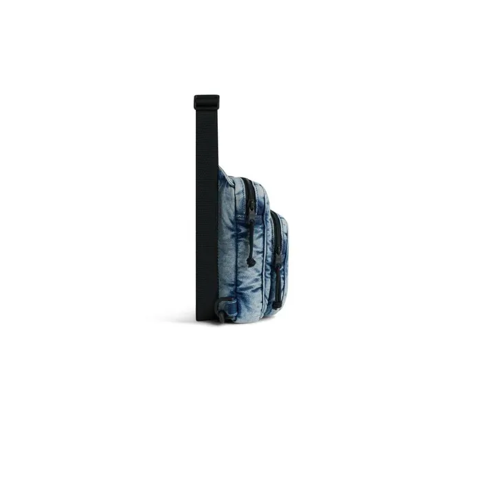 Men Crossbodies and Messengers Balenciaga Explorer Crossbody Messenger Bag Denim In Faded Blue
