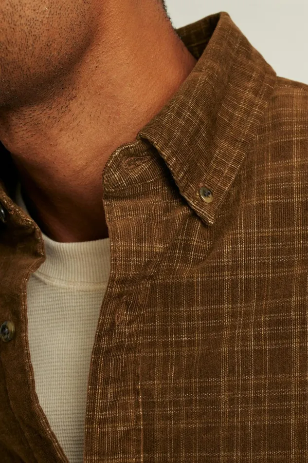Men Everyday Corduroy Shirt Brown Plaid Bonobos Casual Shirts