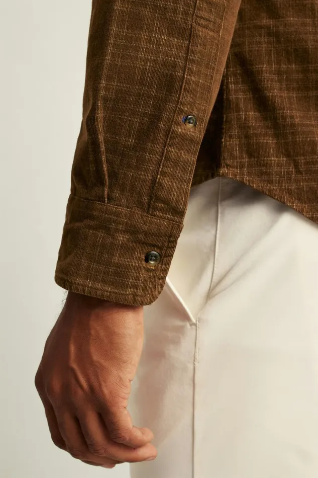 Men Everyday Corduroy Shirt Brown Plaid Bonobos Casual Shirts
