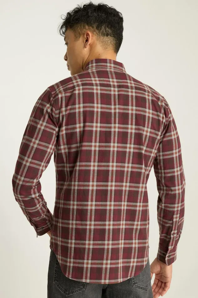 Men Everyday Lightweight Flannel Shirt Cappuccino Plaid Bonobos Casual Shirts