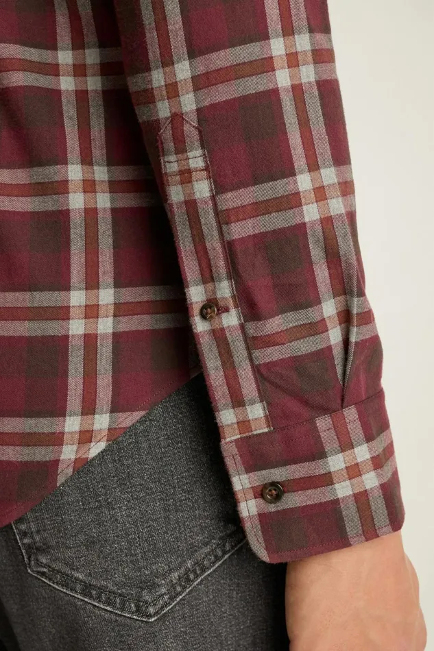 Men Everyday Lightweight Flannel Shirt Cappuccino Plaid Bonobos Casual Shirts